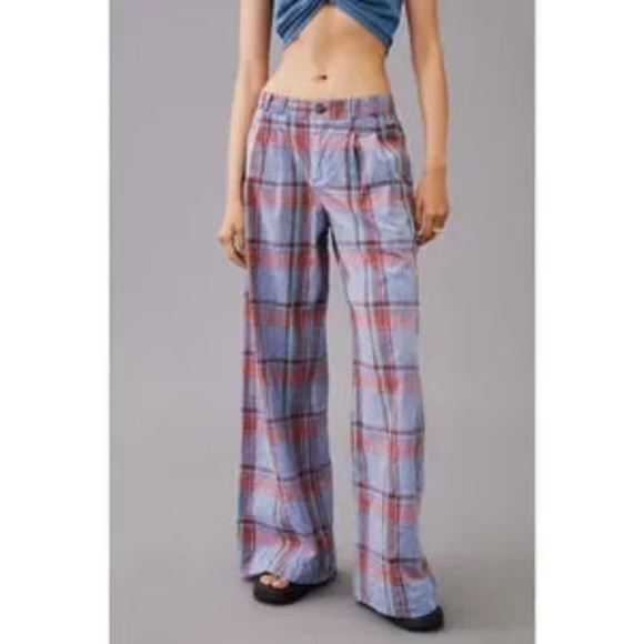 Anthropologie Plaid Wide Leg Pants - Picture 3 of 11